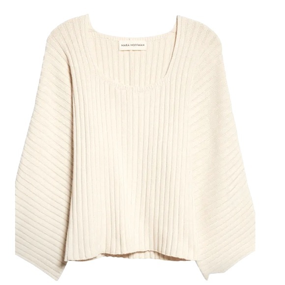 NWT Mara Hoffman Cream Jocelyn Flared Sleeve Sweater - Sz M - Picture 5 of 11